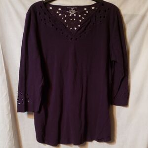 Elegant Purple Eyelet Blouse